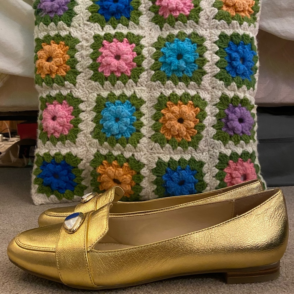 Katy Perry Harper-Tumbled Metallic Gold Loafers (New in Box) (Size 7.5M)